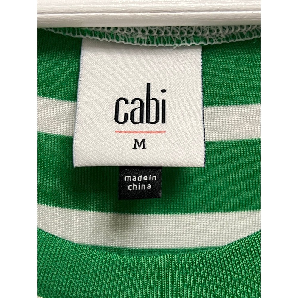 Cabi Stripe Tank Top Womens Medium Green White Sleeveless Knit Nautical Preppy - Picture 2 of 6